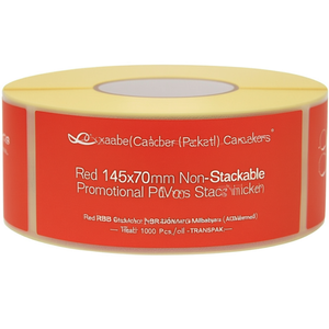 Autocollants promotionnels rouges non empilables 145x70mm 1000 pièces/rouleau-TRANSPAK - Product Image 3