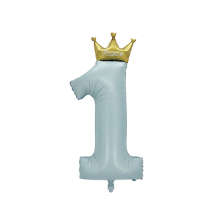 Globo de Aluminio con Forma de Número 1 Azul con Corona, 57x124 cm, para Fiestas de Cumpleaños, Graduación, Año Nuevo Chino y Otros Eventos, Apto para Helio - Product Image 1