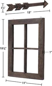 Decoración de pared de granja Marco de ventana Panel de madera con decoración de flechas arte de pared rústico para entradas sala de estar comedor - Product Image 6