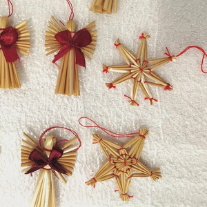 Handwoven Rattan <b>Christmas</b> Hanging Ornament with Ribbon <b>Tie</b> and Jingle Accent - Product Image 2