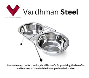 Venta de salida de fábrica Precio barato SS Cena doble Comedero para mascotas con soporte de alambre para perros Gatos Pájaros - Product Image 2