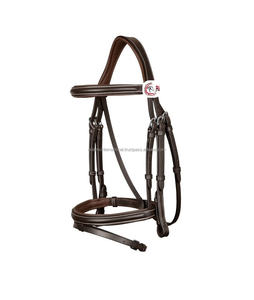 Caballo ecuestre de cuero de alta calidad, casvesson Noseband Bridle marrón con una banda para la frente cosida, equipo de carreras de caballos - Product Image 3