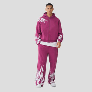 Chándal de Diseño Más Reciente con Estampado Serigrafiado, Lavado Ácido, 100% Algodón, Pantalones y Sudadera Extra Grandes - Product Image 4