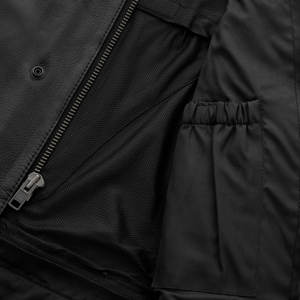 Chaleco acolchado de jinete elegante para hombre, chaleco transpirable de piel de vaca de alta calidad para otoño, chaleco para motocicleta, bolsillos con cremallera, cuello levantado a cuadros - Product Image 4