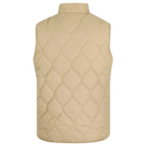 Gilet matelassé beige décontracté pour hommes 100% Design d'hiver respirant avec fermeture éclair à col brodé personnalisable en gros - Product Image 5