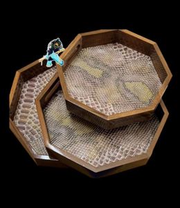 Elegante Juego de 3 bandejas de madera de un solo nivel para servir vajilla para cocina y sala de estar para bebidas y almacenamiento de alimentos - Product Image 1