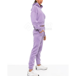 Conjunto de Sudadera con Capucha para Mujer, 100% Algodón, Transpirable, de Secado Rápido, Estilo Urbano, Color Sólido, con Cintura Elástica y Bolsillos Laterales, Corte Regular - Product Image 3