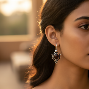 Boucles d'oreilles pendantes en argent 925 avec grenat, plaquées or, style mignon pour les fêtes et les cadeaux - Product Image 3