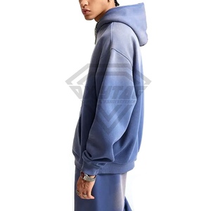 Conjunto deportivo de dos piezas lavado con ácido de gran tamaño Vintage para hombre, chándales de algodón 100% con logotipo personalizado al por mayor, chándales de talla grande en blanco para invierno - Product Image 3