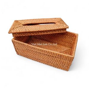 Natural Fiber Handmade Bohemian Style Rattan Tissue Box Made in Vietnam <b>for</b> <b>Bathroom</b> Bedroom and Living Area Use - Product Image 6