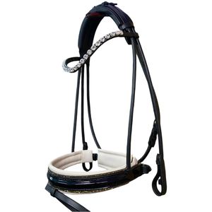 Bride équine en cuir roulé pour chevaux Bandeaux équestres confortables avec cristaux et muserolle Équipement de cheval de course d'équitation - Product Image 3