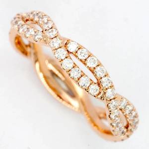 Inspiration Vintage 0.81 TC Cut Twisted Moissanite Band en or rose massif 14k Eternity Stacking Infinity Gemstone Rings - Product Image 2