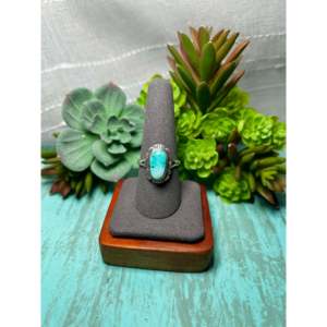 Bague Arlene Yazzie Kingman tendance en argent sterling turquoise, plaqué or rose, sertissage clos, acier inoxydable, taille 9, cadeau idéal - Product Image 1