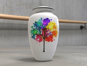 Colibrí colorido en árbol de palo con urna de cremación de aluminio para adultos con flores para cenizas humanas con bolsa de terciopelo gratis - Product Image 6