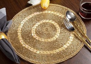 ที่รองจานปักลายลูกปัดหลายสีทองดีไซน์หรูหราสำหรับตกแต่งบ้านพรมบนโต๊ะในครัวราคาถูกมาก - Product Image 6