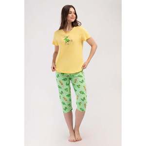 Traje de dormir capri ovalado de manga corta con cuello redondo para mujer - Product Image 4