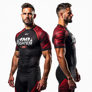 Rash Guard de compression d'entraînement pour les combattants de MMA avec kimono de jiu jitsu personnalisé à manches courtes et complètes - Product Image 1