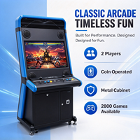 Borne d'arcade professionnelle standard d'exportation, écran LCD 32 pouces, 2 joueurs, 6 boutons, manettes rouge et bleue, double tension 110V/240V, LED, pleine taille