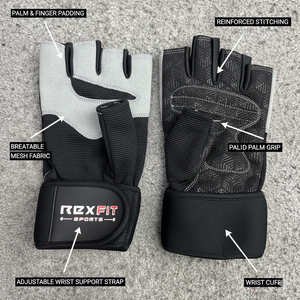 Guantes de gimnasio para levantamiento de pesas, guantes de gimnasio de medio dedo, guantes con soporte para muñeca, guantes de gimnasio transpirables para unisex, guantes de levantamiento de pesas de alta resistencia - Product Image 5