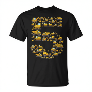 T-shirt con camion da costruzione, escavatore, bulldozer, per il 5° compleanno, design personalizzabile promozionale - Product Image 2