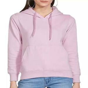 2025 gros vêtements de sport rose couleur manches longues tenues décontractées vêtements de rue solide femmes sweats à capuche coton polaire pull - Product Image 2