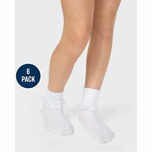 Lot de 6 chaussettes d'hiver en coton mélangé pour filles, dentelle côtelée, à poignets tournés, tricotées en blanc, antidérapantes, jetables à la cheville haute - Product Image 2