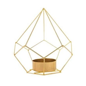 Lanterne décorative de bougie de fil en métal de vente chaude en or rose finie avec un design unique pour la décoration intérieure - Product Image 4