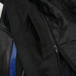 Chaqueta universitaria de cuero para hombre con estilo, chaqueta de invierno personalizada de alta calidad para motocicleta con diseño de letras sin cuello - Product Image 6