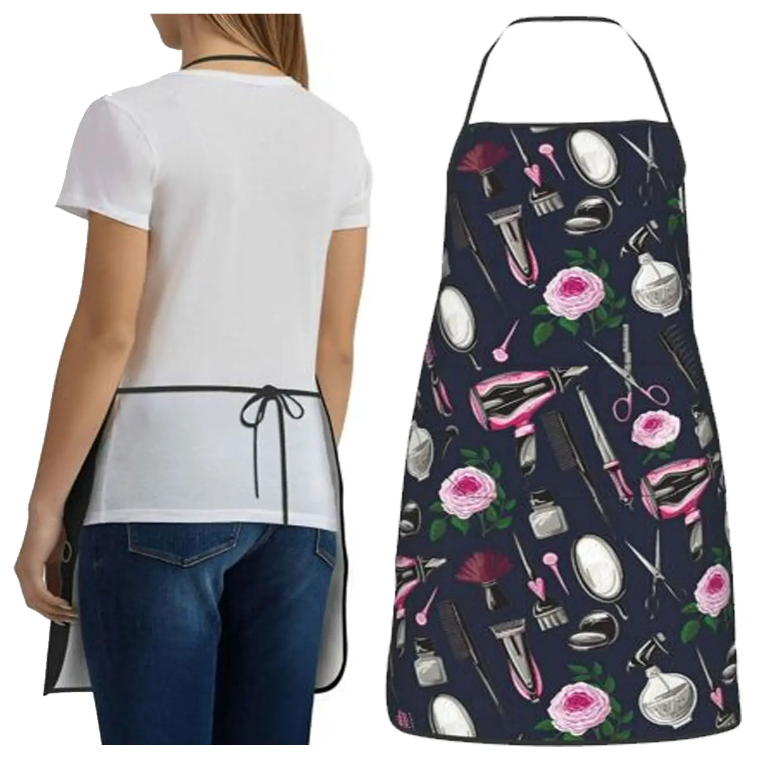 Women Hair Extension All Weather Apron Beauty Salon Custom Logo Sublimation stretchy Barber Fashionable Aprons