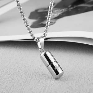 Collier d'urne en argent pour cendres souvenir bijoux de crémation pour collier de pilules de Capsule humaine urne commémorative pour cendres taille personnalisée - Product Image 4