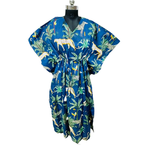 Caftán Largo con Estampado Jaipuri para Mujer, Estilo Casual Elegante para el Tiempo Libre, Playa, Vacaciones, Talla Única - Product Image 1