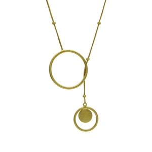 SOUMYA CREATIONS Handmade Gold-Plated Brass Minimalist <b>Statement</b> <b>Necklace</b> with Circular Pattern Unisex for Party Occasions - Product Image 1