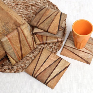 Modern Design Wooden Coaster Handmade Square Wood Coaster 5mm Thick Home Dining Table Coffee <b>Mats</b> For Hotel & Restaurant - Product Image 5