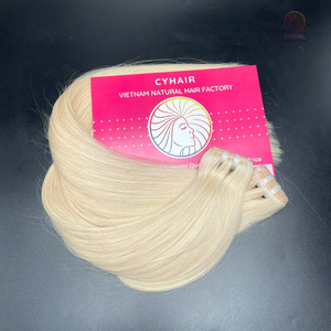 Precio al por mayor Extensiones de cabello humano virgen 100% de doble trama, grado estándar, color platino blanco, paquete de cabello crudo de Vietnam - Product Image 5