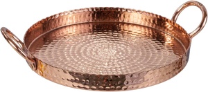 Bandeja de Servicio Comercial de Cobre Forjado a Mano, Moderna y Personalizable, con Acabado Pulido y Asas Dobles para Uso en Restaurantes - Product Image 4