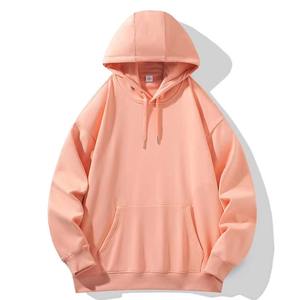 เสื้อฮู้ดผู้ชายสีพีช เสื้อสวมหัวเรียบง่าย สไตล์ลำลอง ผ้าฝ้ายนุ่ม มีฮู้ด มีกระเป๋า ทรงหลวม ใส่สบาย อุ่น เหมาะสำหรับฤดูใบไม้ร่วงและฤดูหนาว - Product Image 1