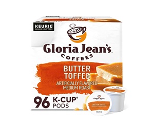 Café Gloria Jean's Butter Toffee, Cápsulas Individuales Keurig K-Cup, Café de Tueste Medio con Sabor, 96 Unidades - Product Image 1