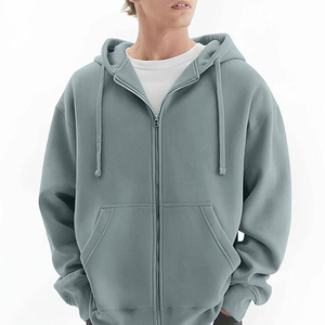 Sudadera con Capucha Extra Grande para Hombre, con Cierre, de Felpa de Algodón, Informal, Otoñal, de Color Sólido, con Bolsillos, Corte Regular - Product Image 6