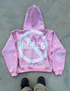 Sweat à capuche unisexe personnalisé en molleton 100 % coton avec fermeture éclair, motif uni, broderie perlée, écologique, pour l'hiver, avec logo personnalisé sur le devant - Product Image 5