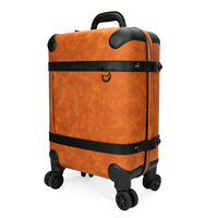 Valise HiBO unisexe de luxe vintage en cuir PU avec roulettes pivotantes et serrure intégrée pour homme