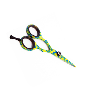 Tijeras de corte de pelo de acero inoxidable con revestimiento de papel de flores, tijeras de peluquero de 5 pulgadas, tornillo ajustable para peluquería, reposapiés - Product Image 3