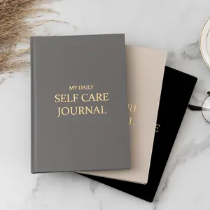 LABON grigio mandorla nero di colore rosa tessuto copre il mio diario quotidiano di cura di sé gratificazione del benessere diario di salute mentale