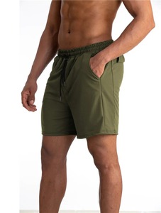 กางเกงขาสั้นผู้ชายน้ำหนักเบากันน้ำและระบายอากาศได้ดีสีพื้นเชือกผูกสำหรับเล่นยิมฟิตเนส - Product Image 4