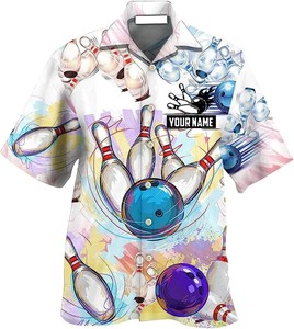 Men's Customizable Performance Bowling Shirt with Vibrant Full-Print Graphics, Camp Collar, and Lightweight Moisture-Wicking - Product Image 1