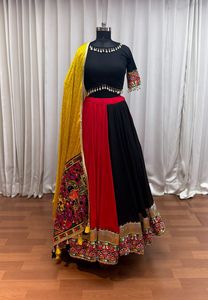Navratri Special Viscose Cotton With Kutchhi Work Lehenga Choli Indian Expoert And <b>Supply</b> At Lowest Rate - Product Image 4