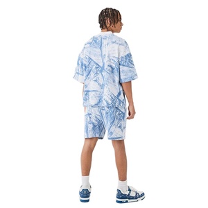 Conjunto de Dos Piezas Personalizado por Sublimación, Estilo Urbano de Verano, Hombros Caídos, Tallas Grandes para Hombre, Diseño Personalizado - Product Image 3