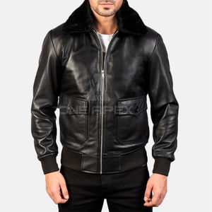 Vente en gros de vestes en cuir à fermeture éclair dernier cri pour homme Vêtements d'extérieur Veste en cuir véritable imperméable de style urbain - Product Image 3