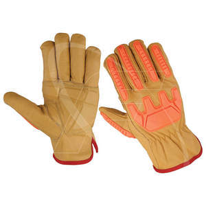 Gants de conducteur anti-impact en cuir de chèvre style pouce d'aile avec paume et dos imperméables gants industriels de sécurité TPR - Product Image 6