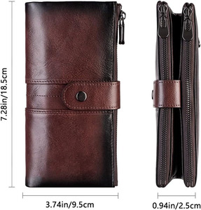 Cartera larga con logotipo personalizado 2025 para hombre, ligera, de alta calidad, con cierre de botón a presión, tendencia OEM, piel auténtica, precio al por mayor - Product Image 3