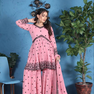 Nuevo Lanzamiento: Conjunto de Sharara y Dupatta Reversible de Diseño Kedia para Bodas/Fiestas Indias y Pakistaníes - Product Image 1